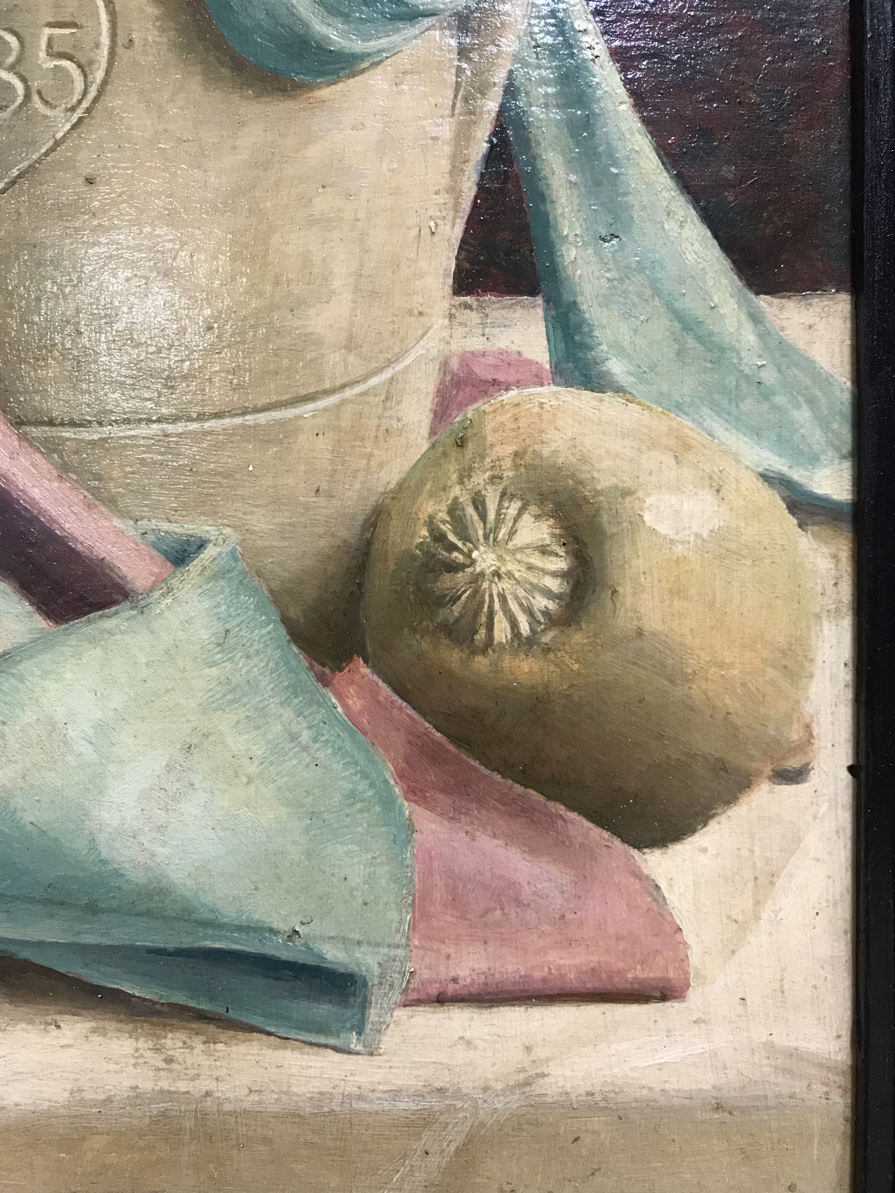 Arthur Harry Kidd 1931-2003. English. Oil on board. “Still Life of a Bowl and Fruit”. - Image 2 of 4