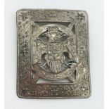 SQUARE SHAPED DOUBLE HEADED EAGLE SILVER BROOCH