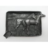 SMALL PEWTER ASHTRAY WITH HORSES