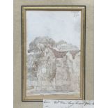 FRAMED WATERCOLOUR SKETCH OF THE MANOR HOUSE PAXHILL SUSSEX BY JOHN CONSTABLE (1776-1837)