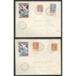 THREE COVERS USED IN 1931 WITH MEETING AVIATION LIMOGES POSTMARK AND LABELS