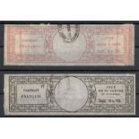 1895 to 1904 FRANCE PLAYING CARDS TAX BAND REVENUE STAMP RED 1 fr. 25 & Black 0 Fr. 75