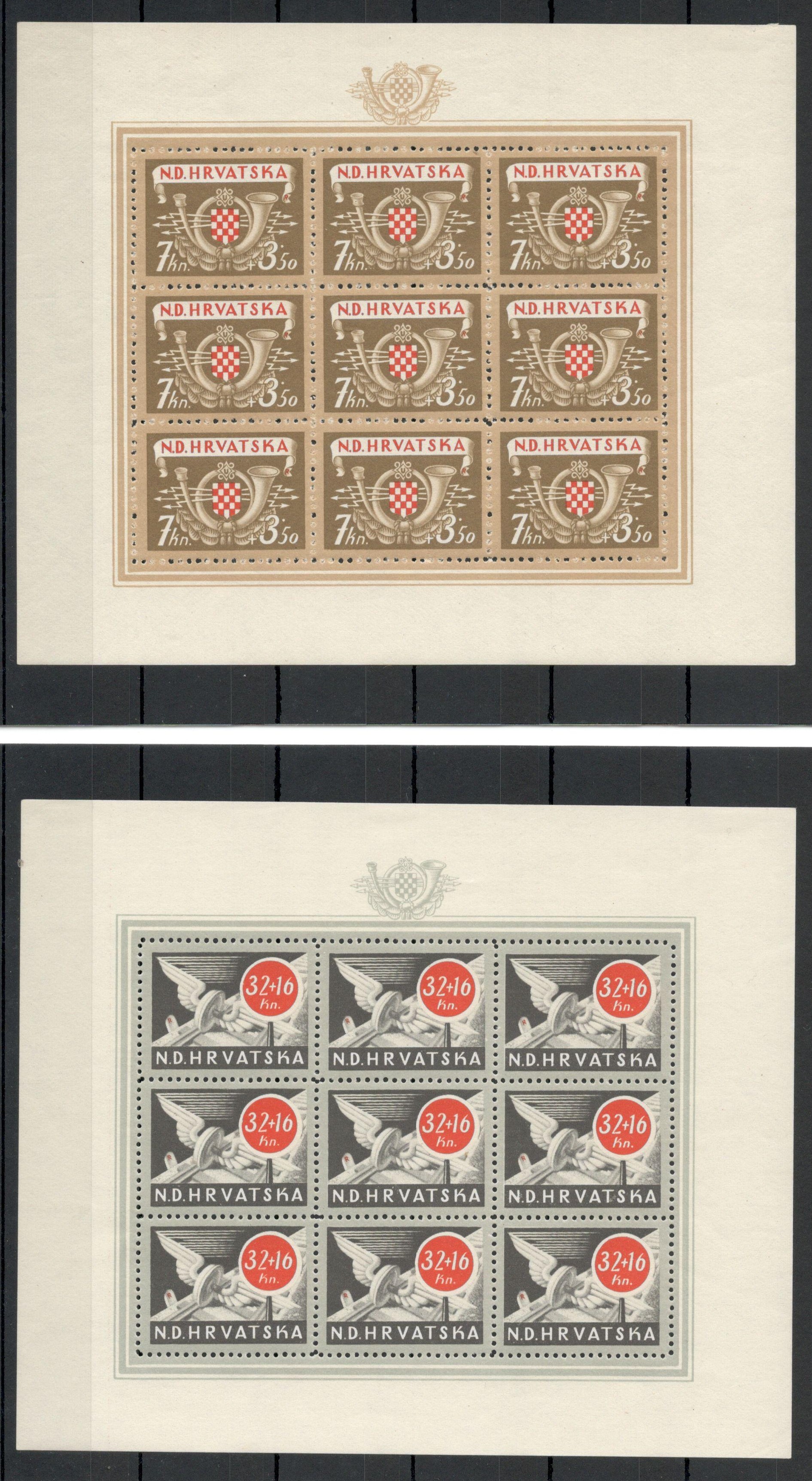 CROATIA FEBRUARY 1944 SEMI-POSTAL STAMPS COMPLETE SET OF FOUR SOUVENIR SHEET - Image 2 of 2