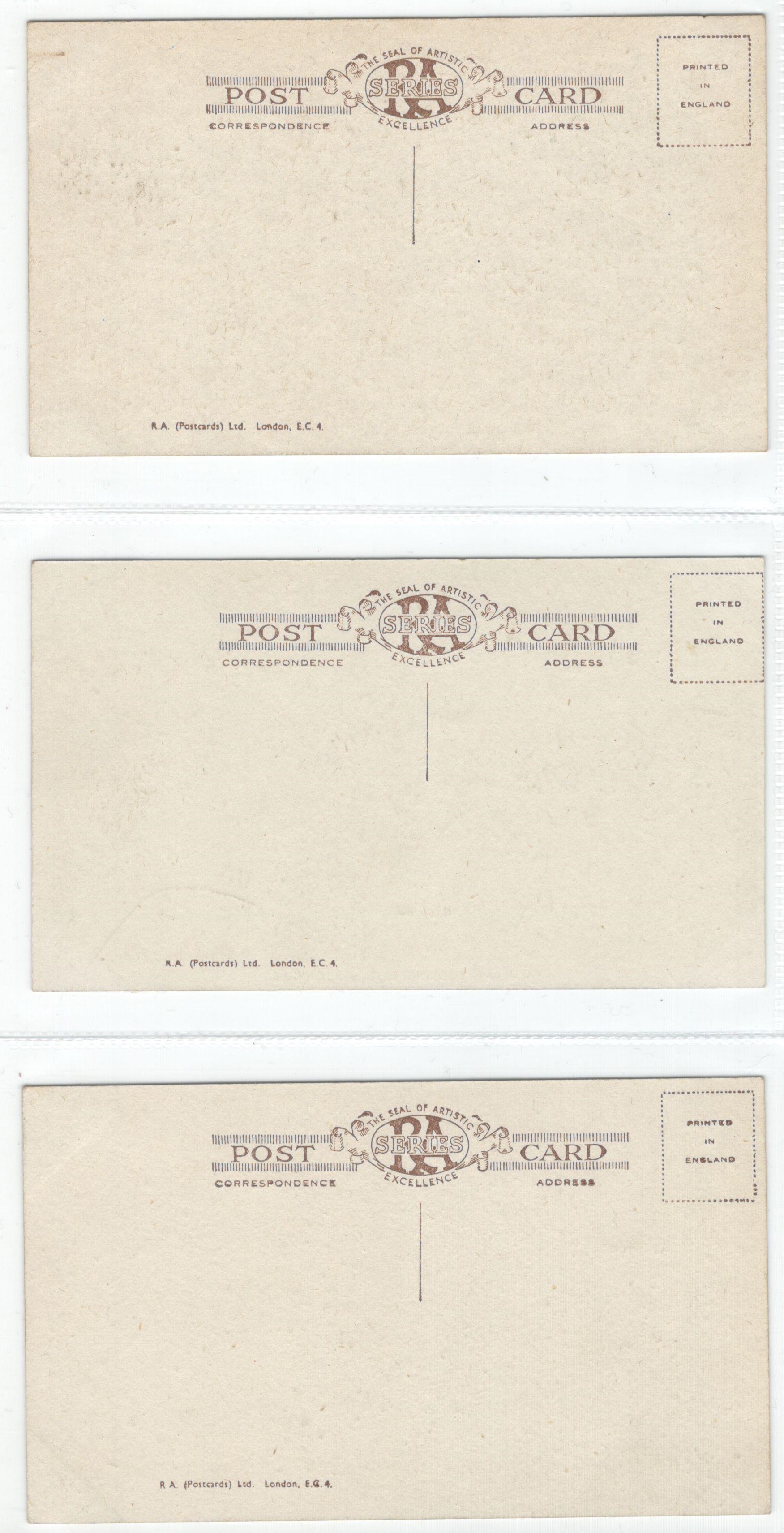 SET OF SIX VINTAGE POSTCARDS - THE SEAL OF THE ARTISTIC EXCELLENCE SEAL RA SERIES - Image 2 of 4
