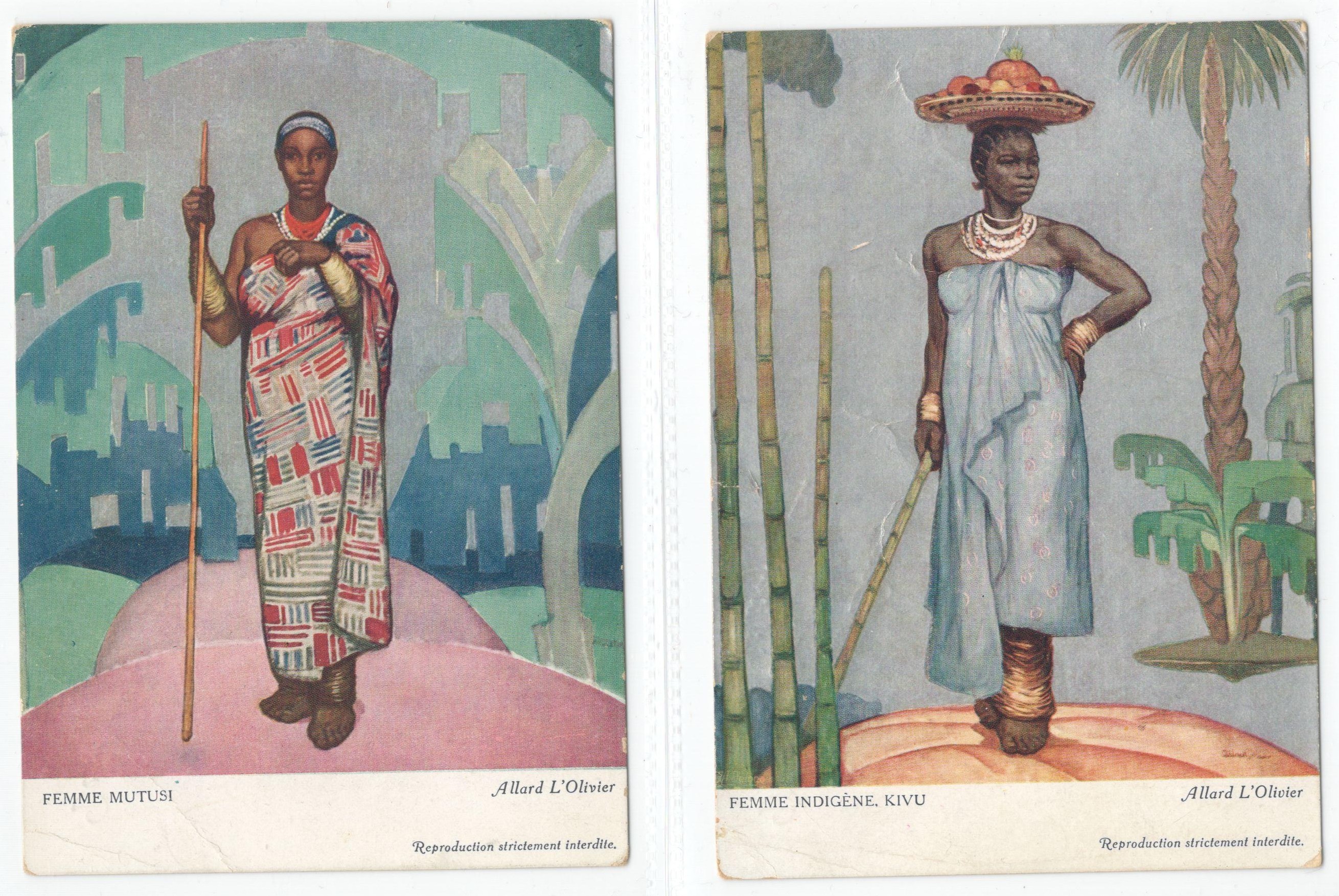 ARTIST SIGNED ALLARD L'OLIVIER FEMME MUTUSI & FEMME INDIGENE - KIVU