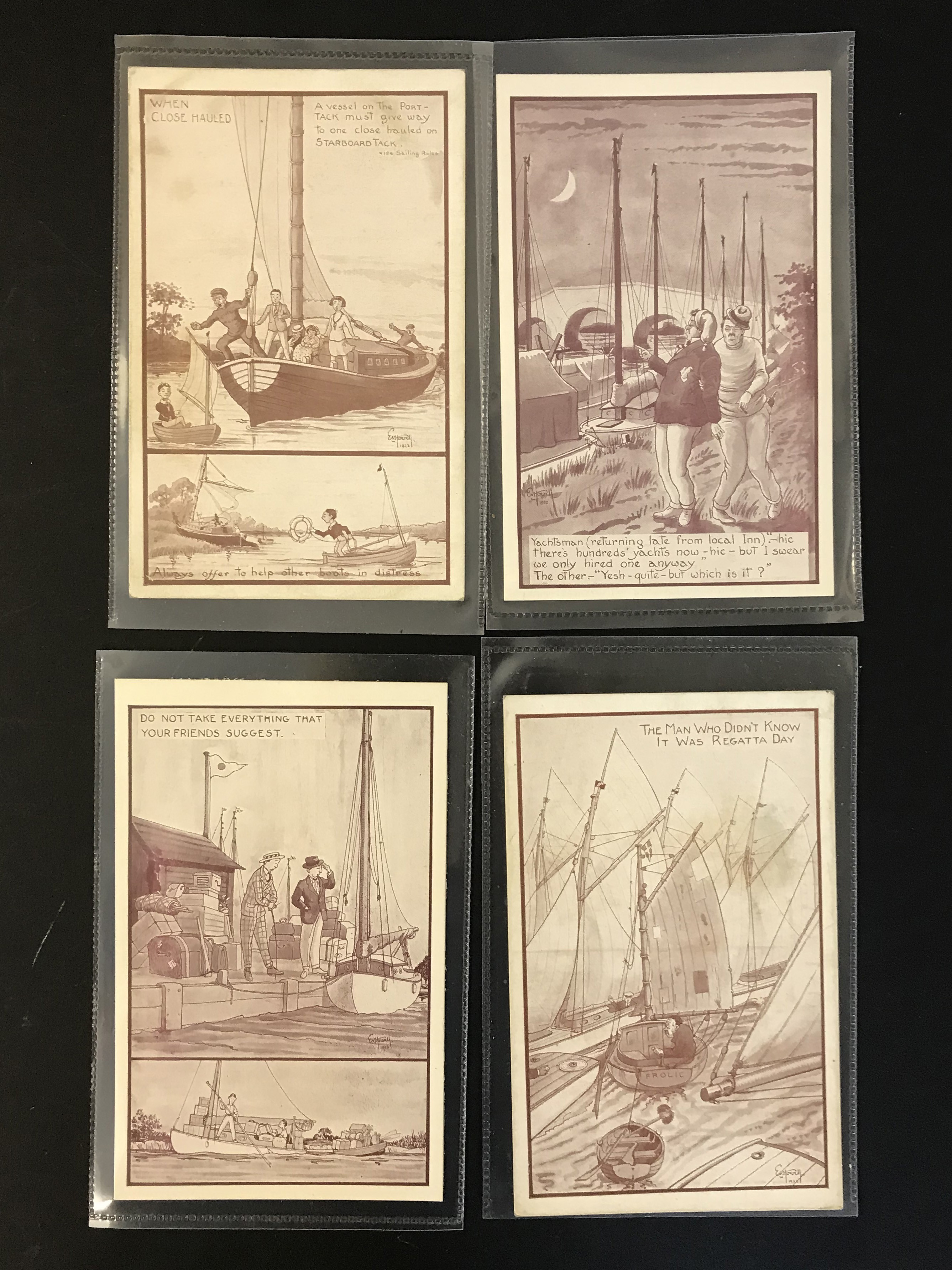 COMPLETE SET OF TWELVE ARTIST SIGNED COMIC POSTCARDS - NORFOLK BROADS - Image 4 of 4