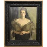 Vivian J Buley 1900-1979. English. Oil on canvas. “Portrait of Lady in a Fur”