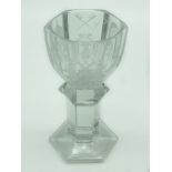 19TH CENTURY MASONIC WINE DRINKING GLASS ENGRAVED WITH DETAILED MASONIC SYMBOLS OF VARIOUS DEGREES