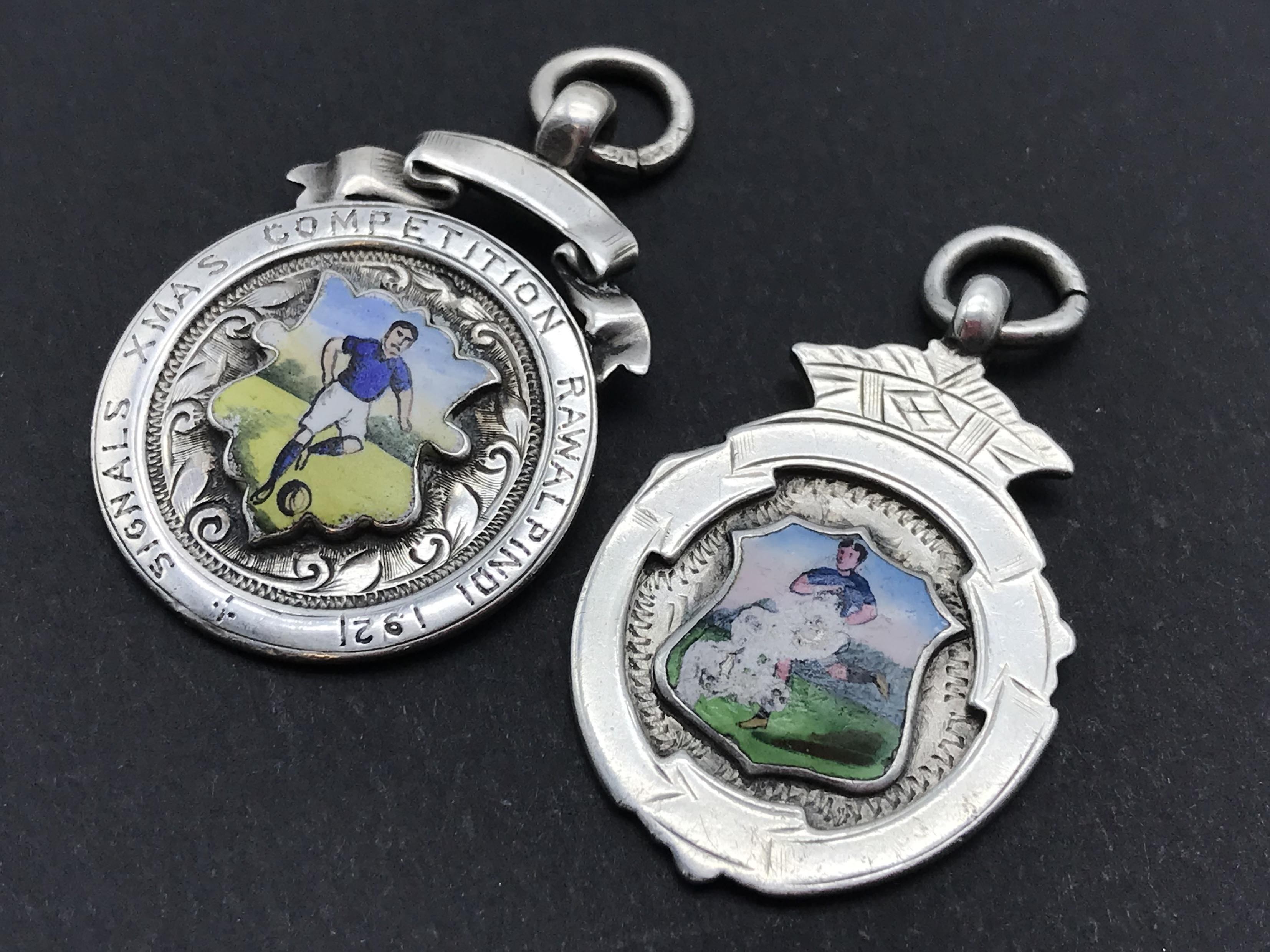 FOOTBALL RELATED TEN HALLMARKED SILVER FOBS AND PENDANTS - Image 7 of 12