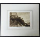 MOUNTED DUMBLAIN ABBEY SCOTLAND ETCHING BY TURNER
