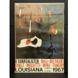 VINTAGE 1967 POSTER FOR 6 SURREALIST EXHIBITION IN LOUISIANA DALI DELVAUX ERNST MAGRITTE MIRO TANGUY