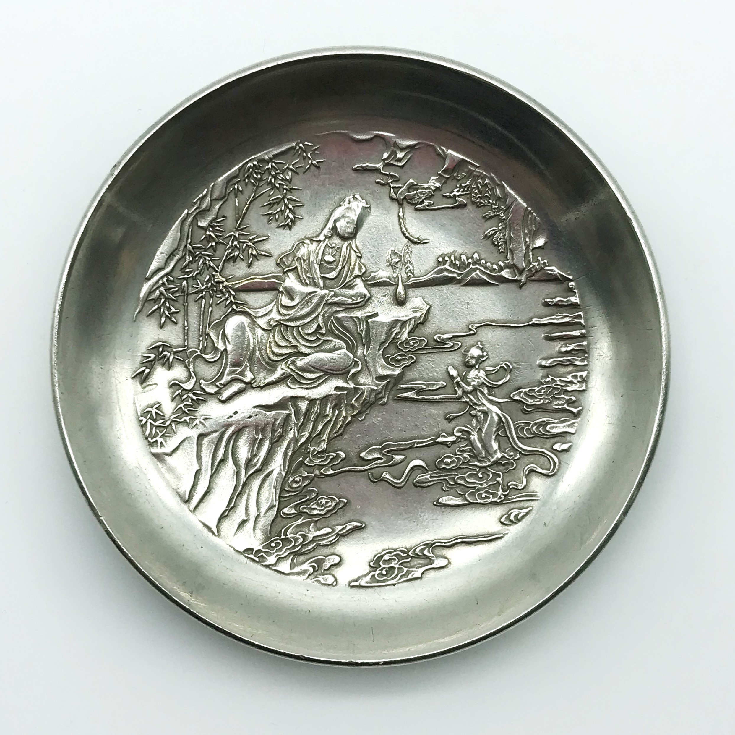 1913 CHINESE SOUVENIR SILVER DISH - Image 4 of 5