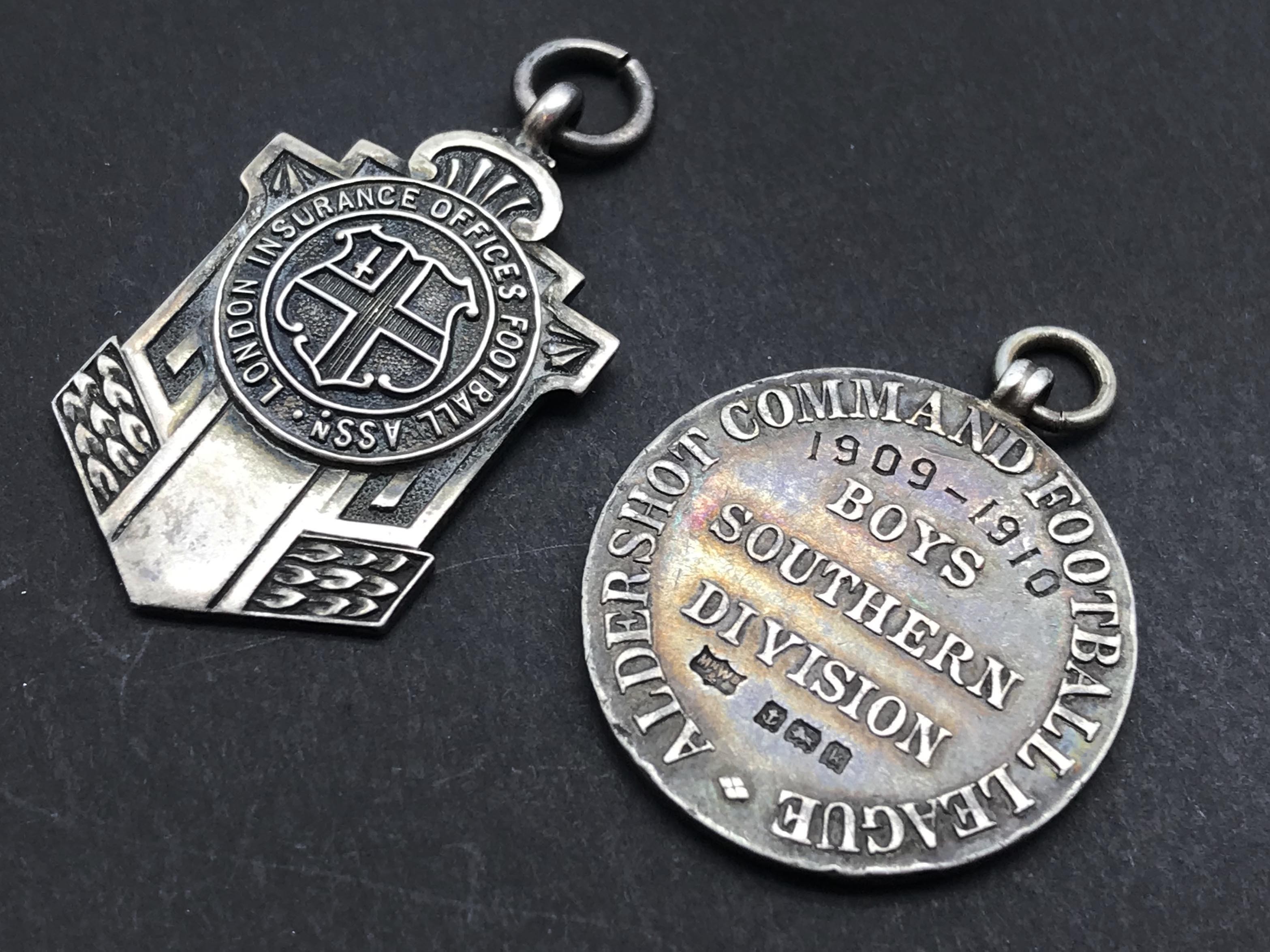 FOOTBALL RELATED TEN HALLMARKED SILVER FOBS AND PENDANTS - Image 11 of 12