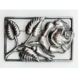 TWO LARGE SILVER BROOCHES FLOWER PATTERN