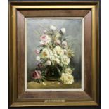 Jules Felix Ragot 1835-1912. French. Oil on canvas. “Flowers in a Vase”. Signed