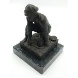 BRONZE FIGURE OF A MINER SIGNED