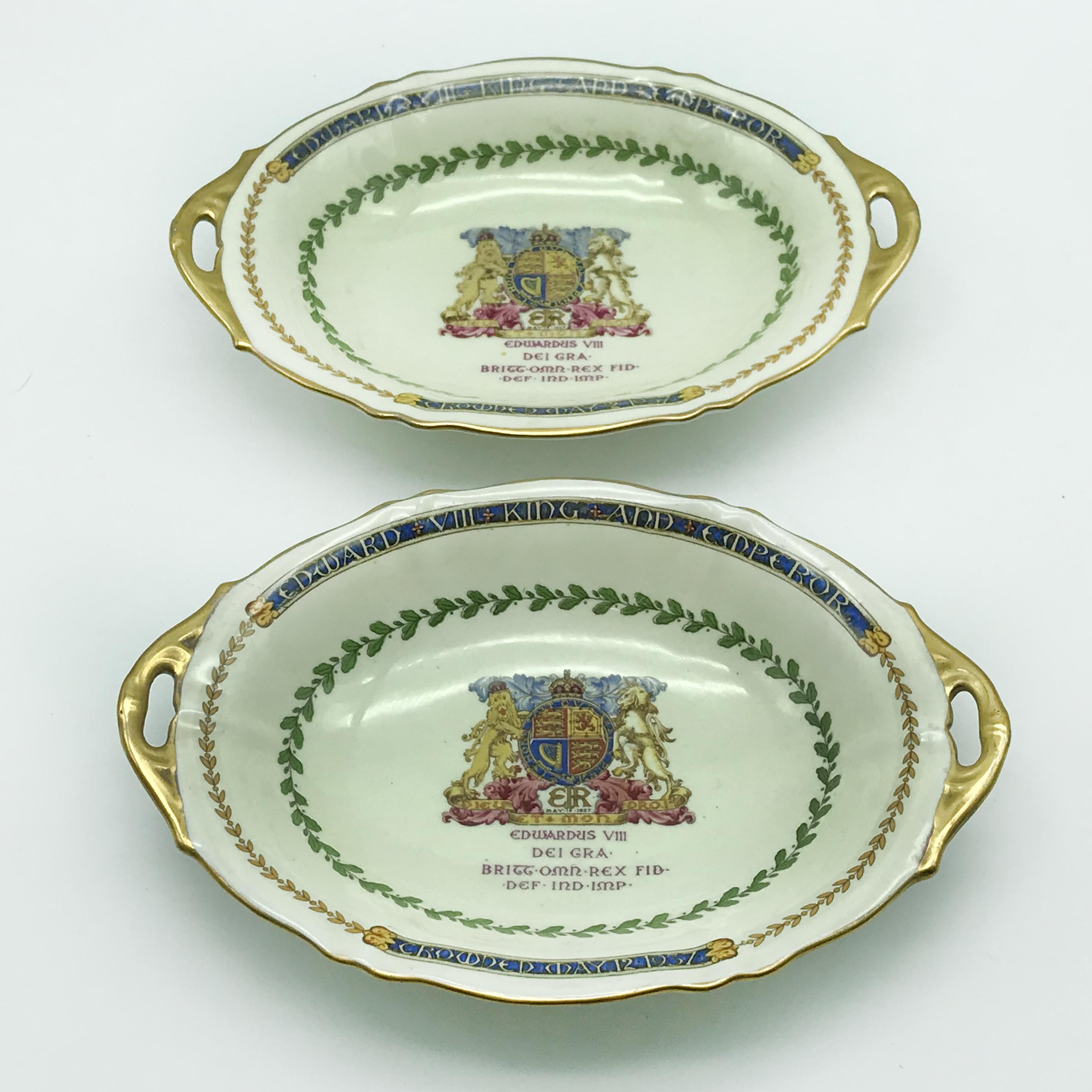 1937 TWO PERPETUAL SOUVENIR IN PARAGON CHINA TO COMMEMORATE THE CORONATION OF H.M. KING EDWARD VIII