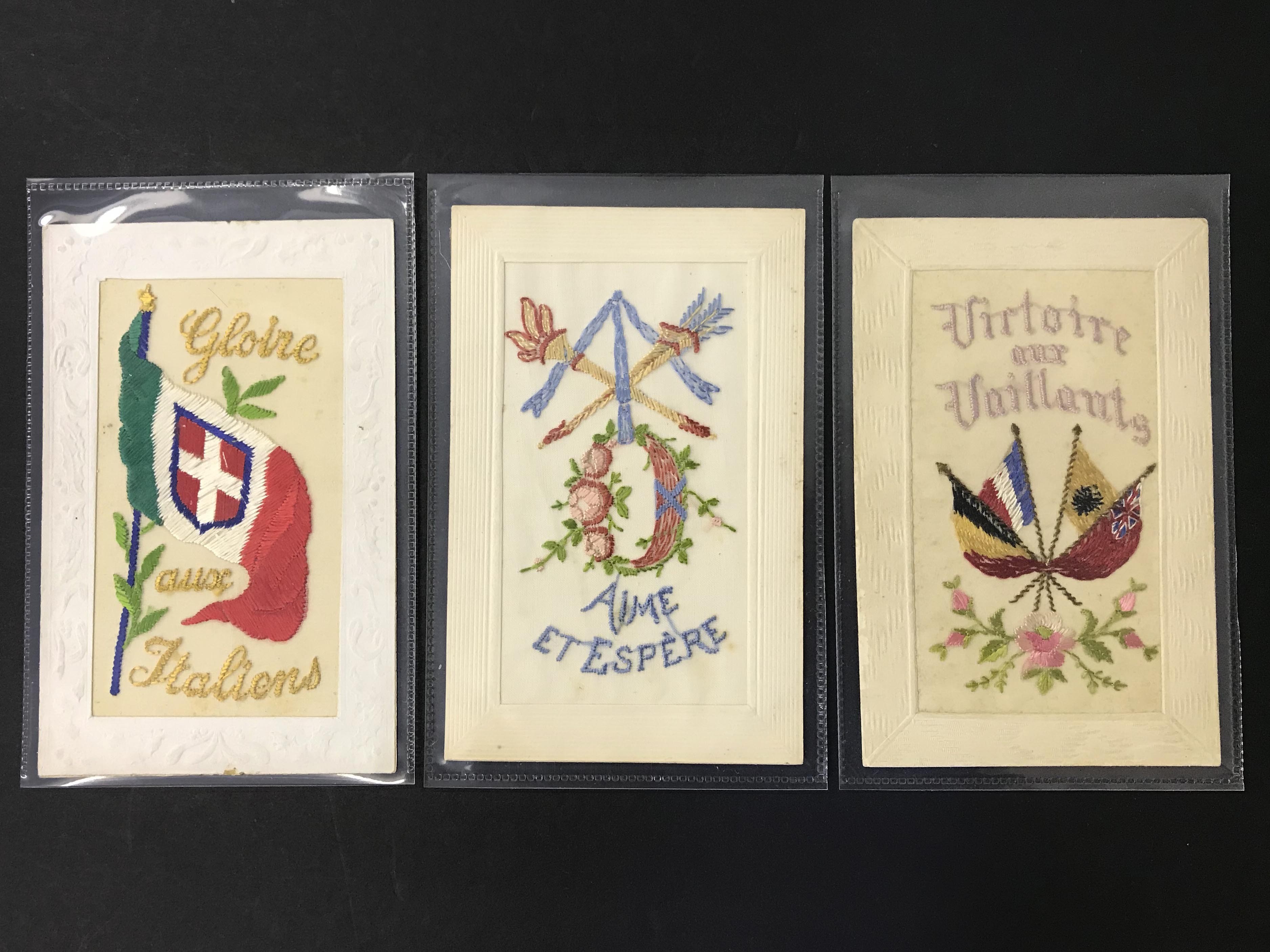 FIFTEEN EARLY EMBROIDERED SILK POSTCARDS IN VARIOUS CONDITION - Image 6 of 6