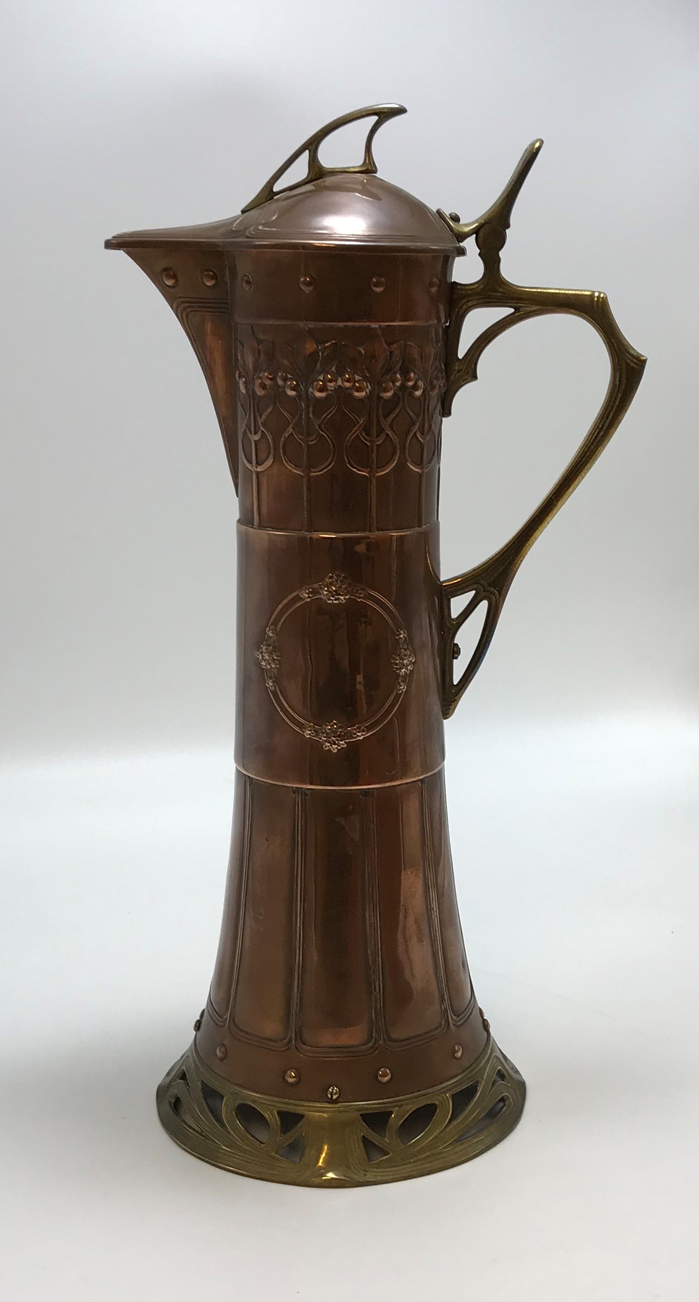 ART NOUVEAU STYLE COPPER & BRASS WMF WATER JUG