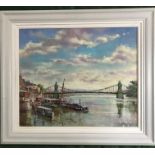 ROY PETTITT OIL ON CANVAS/BOARD HAMMERSMITH BRIDGE 2008 55cm x 75cm