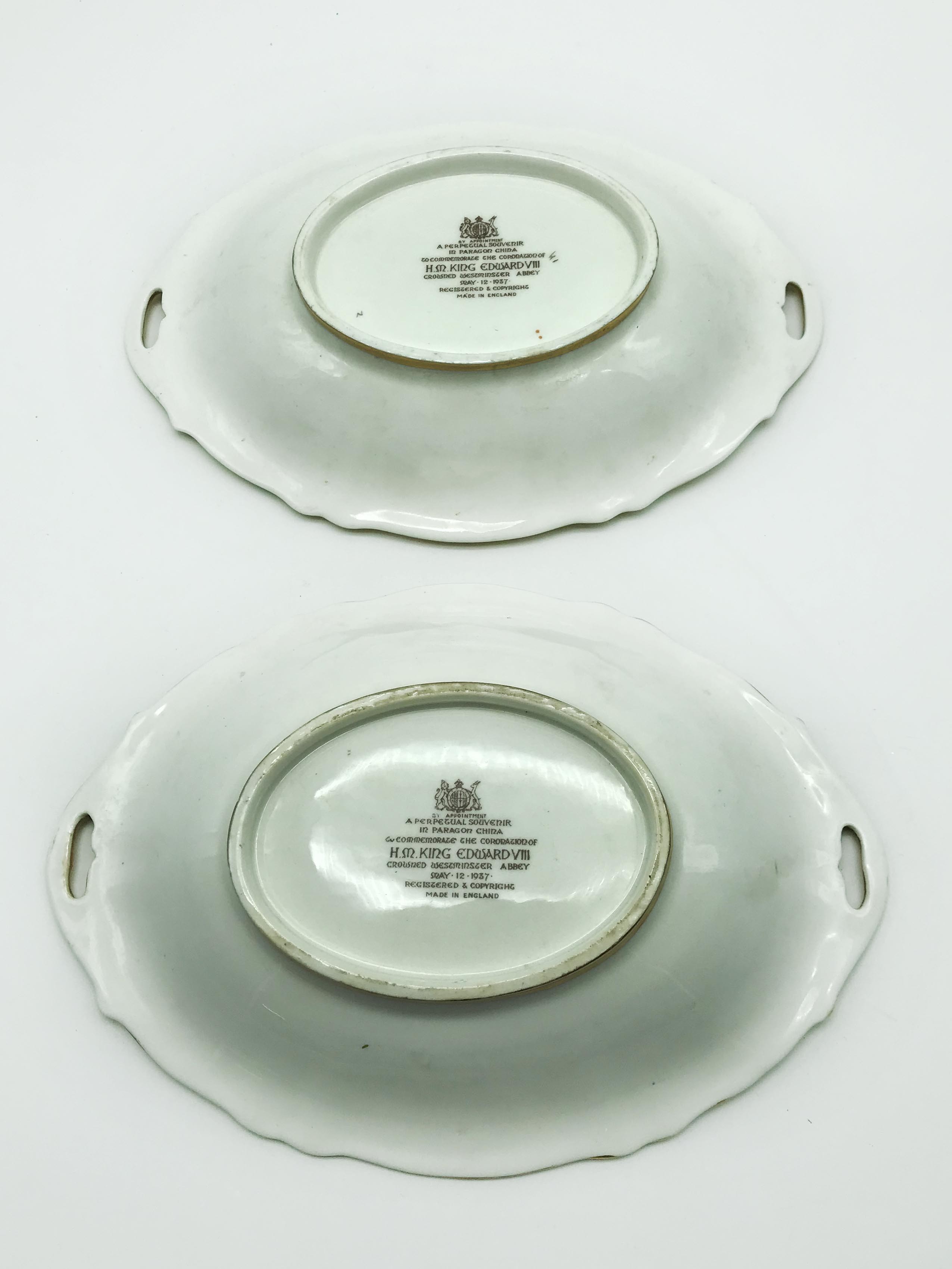 1937 TWO PERPETUAL SOUVENIR IN PARAGON CHINA TO COMMEMORATE THE CORONATION OF H.M. KING EDWARD VIII - Image 3 of 5