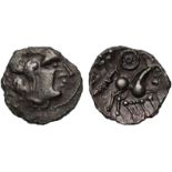 Regni (c.60-20 B.C.), uninscribed silver Unit, “Sussex Lyre” type.