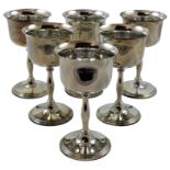 A set of six silver goblets, Birmingham 1973, of plain form, raised on a baluster stem, gross weight