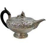 A William IV Scottish silver tea pot, by Robert Gray & Sons, Glasgow 1830, with embossed and