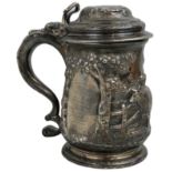 Of East Riding Agricultural Association interest - a George II silver lidded tankard, by James