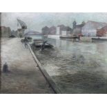 Lorthioir (French 20th century), canal side town scene, oil on canvas, indistinctly signed, date 46