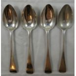 A George III set of four Old English pattern dessert spoons.