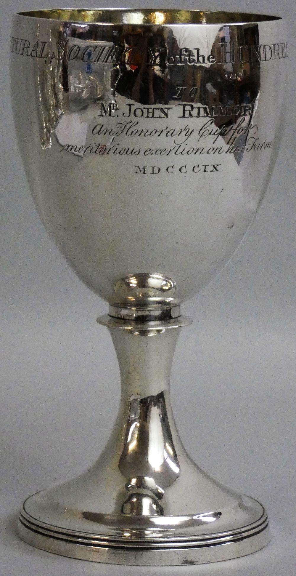 Of Agricultural Society for the Hundred of West Derby interest -A George II silver presentation