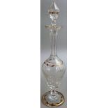 Moser - an early 20th century clear crystal wine carafe with circular spread foot, facet cut stem,