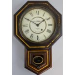 Barnby & Rust, Hull - a Victorian drop dial 30 hour wall clock, by Seth Thomas of Connecticut,