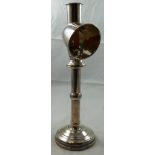 An electroplated students lamp, the pull off cover exposing the candle, to a knopped stem, height 37
