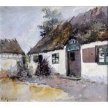 Esther Kjerner (Swedish 1873 - 1952 ), "An Old Farmhouse", watercolour, signed lower left hand