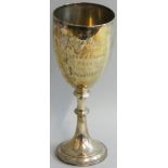 Of Hornsea interest - a Victorian silver presentation trophy, by Martin & Hall, London 1883, of