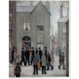 L S Lowry, (1887 - 1976), 'Police Street', limited edition coloured print No. 776/850, with The Adam