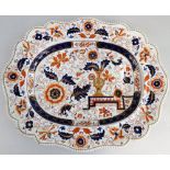 A large Victorian Hicks & Meigh 'Stone China' Ironstone meat platter, pattern No. 66, with juice