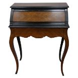 A 19th century French ladies Kingwood and boxwood inlaid escroite, the pull out fall front opening