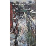 James Neal (1918-2011): Hull back garden with a ten foot, oil on board, signed lower right hand