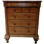 A Victorian Scottish mahogany chest of drawers, composed of a frieze drawer over two short and three