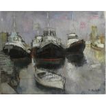 César Bolletti (French c.1915 - 1995), Harbour scene, oil on canvas, signed lower right hand corner,