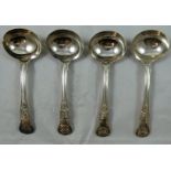 A George IV set of four silver Kings pattern with union shell heel, by James Beebe, London 1829,