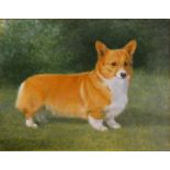 Walter Goodin (1907-1992), Corgi dog portrait, oil on board, signed and dated 1987 lower left hand