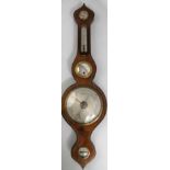 J. Solcha, Hull - a Victorian mahogany wheel barometer, the silvered 8" dial with dry/damp dial,