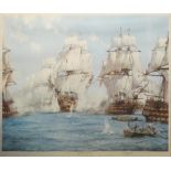 After Montague Dawson (1890-1973), "Battle of Trafalgar", printed in 1972 by Venture Prints of