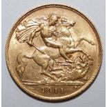 A half sovereign, 1911.