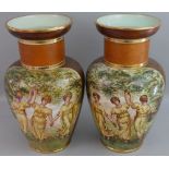 A pair of late 19th century continental large vases, circa 1880, of baluster form, with Three Graces