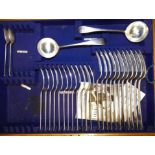 An Edwardian silver Old English pattern part canteen of cutlery, by Robert Stebbings, London 1903,